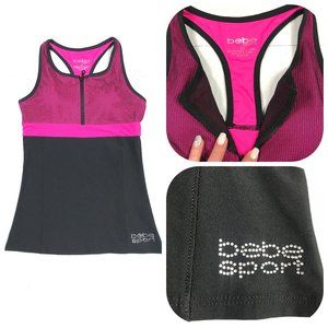 BEBE RACEBACK Tank Top with Built In Sports Bra